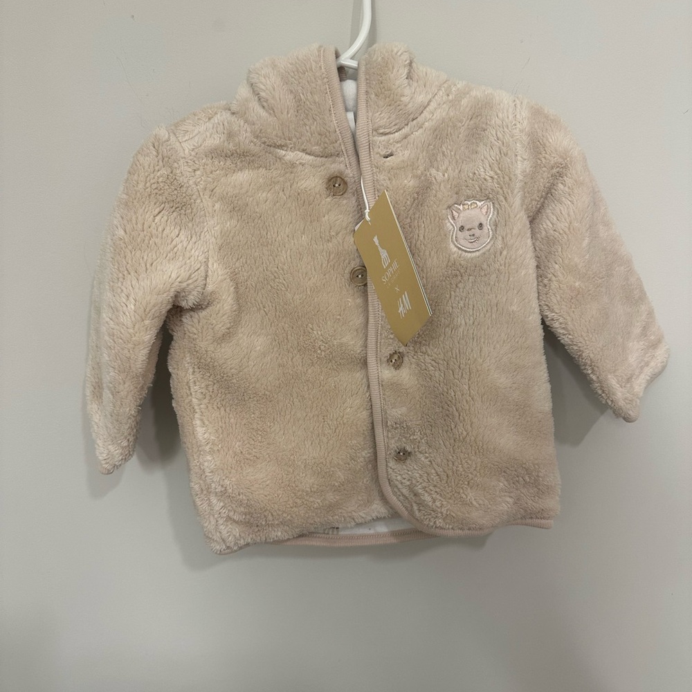 H&M x Sophie the Giraffe Tan Fleece Kids Jacket with Embroidered Patch